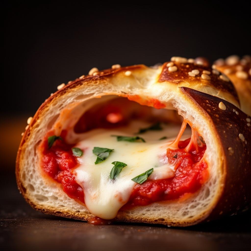 ROPI Pizza concept — filled pretzel cross-section